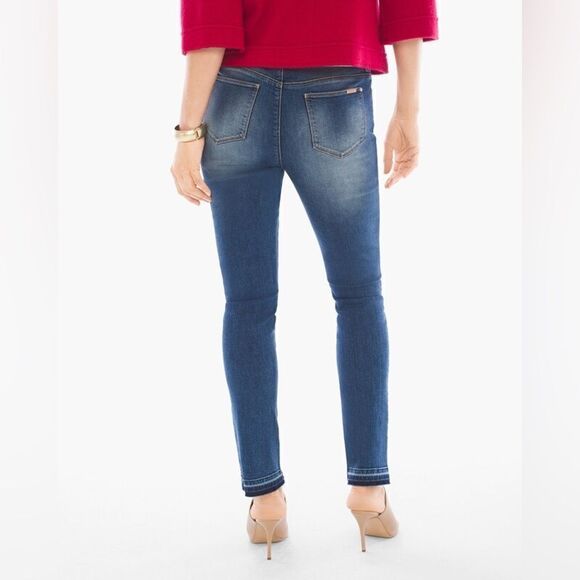 Chicos 1 Raw-Hem Girlfriend Ankle Jeans go slimming pants denim size 8 m medium - Picture 2 of 8